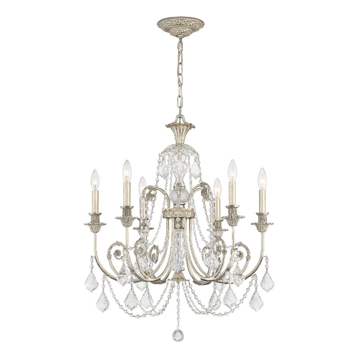 Crystorama 5116-OS-CL-I Six Light Chandelier, Olde Silver