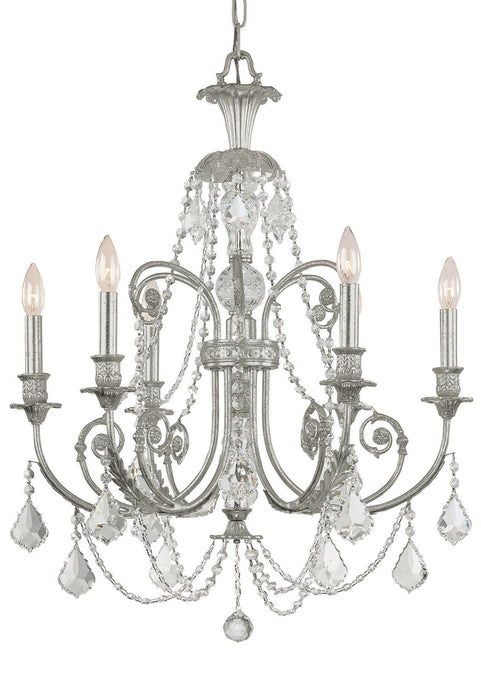 Crystorama 5116-OS-CL-I Six Light Chandelier, Olde Silver