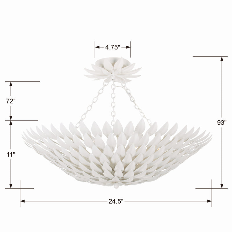 Crystorama 517-MT_CEILING Six Light Semi Flush Mount, Matte White