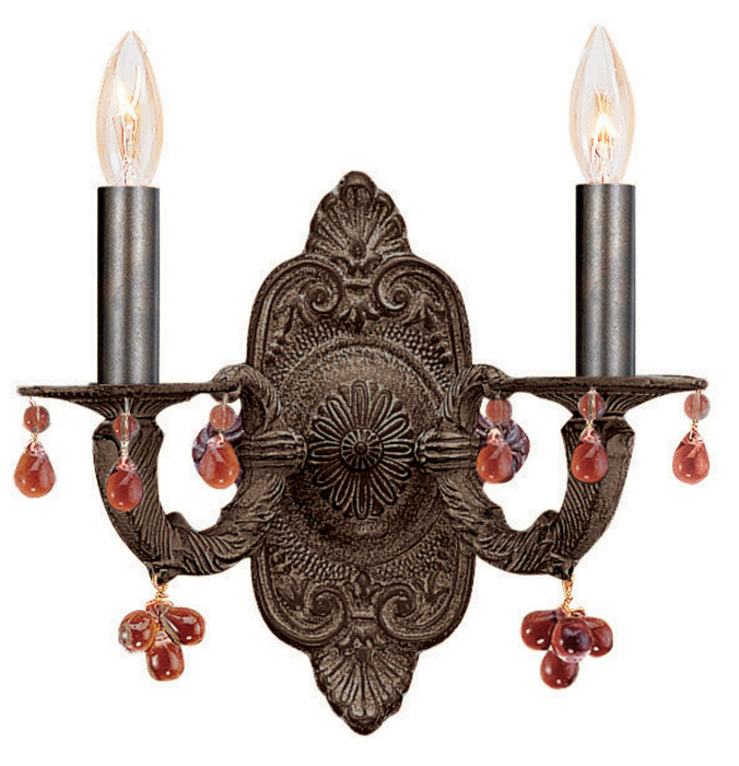 Crystorama 5200-VB-AMBER Two Light Wall Sconce, Venetian Bronze