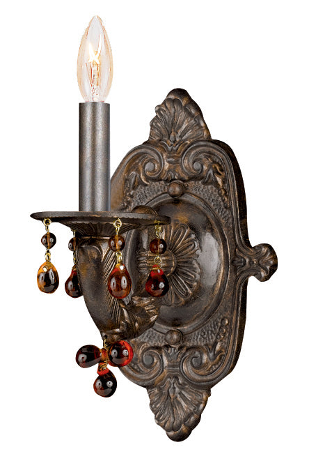 Crystorama 5201-VB-AMBER One Light Wall Sconce, Venetian Bronze