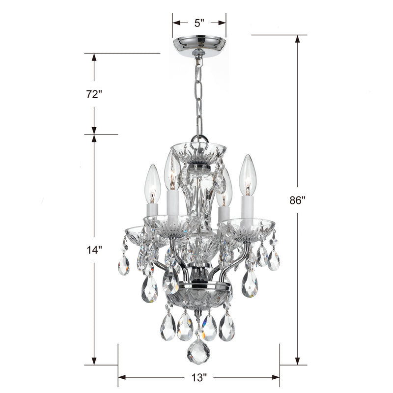 Crystorama 5534-CH-CL-I Four Light Mini Chandelier, Polished Chrome