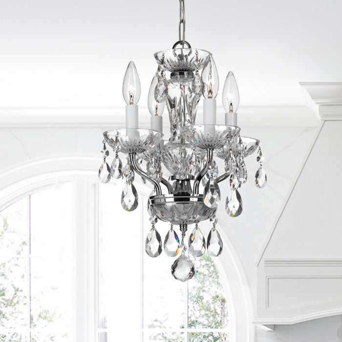 Crystorama 5534-CH-CL-I Four Light Mini Chandelier, Polished Chrome