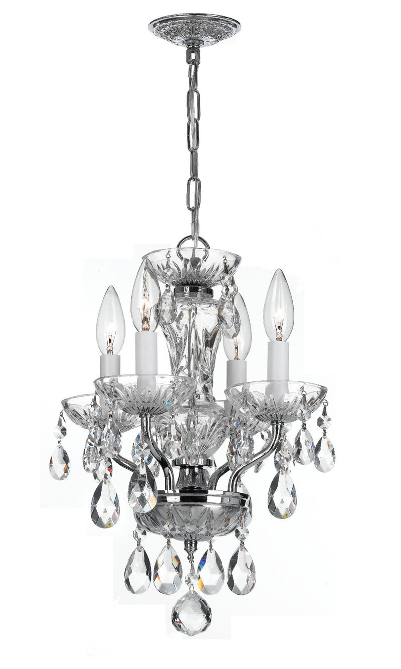 Crystorama 5534-CH-CL-I Four Light Mini Chandelier, Polished Chrome