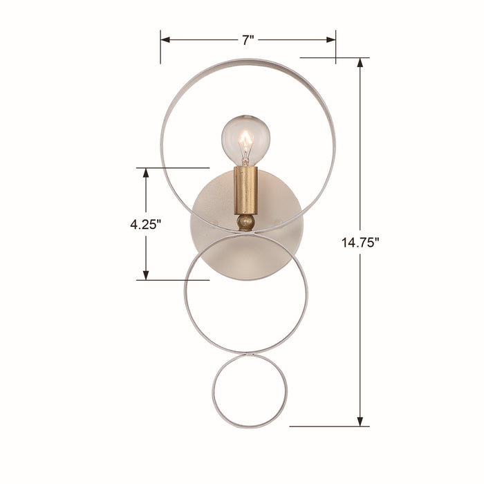 Crystorama 581-MT-GA One Light Wall Sconce, Matte White + Antique Gold