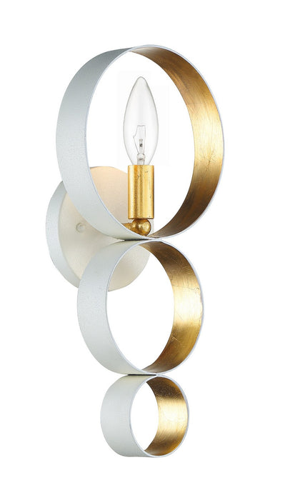 Crystorama 581-MT-GA One Light Wall Sconce, Matte White + Antique Gold
