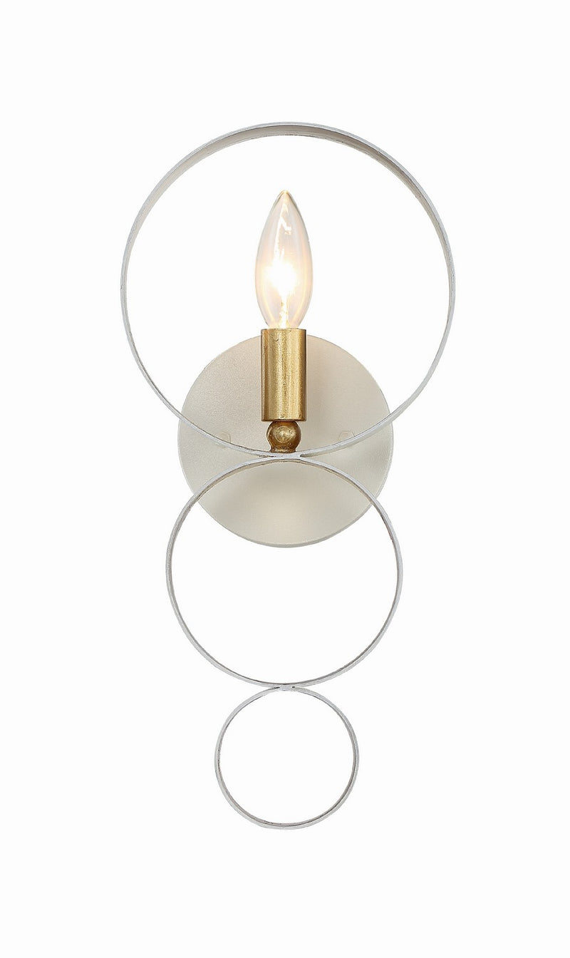 Crystorama 581-MT-GA One Light Wall Sconce, Matte White + Antique Gold