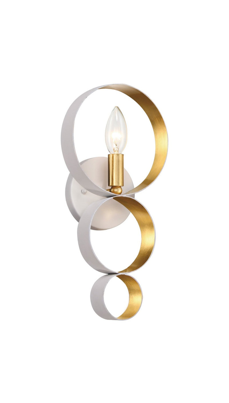Crystorama 581-MT-GA One Light Wall Sconce, Matte White + Antique Gold