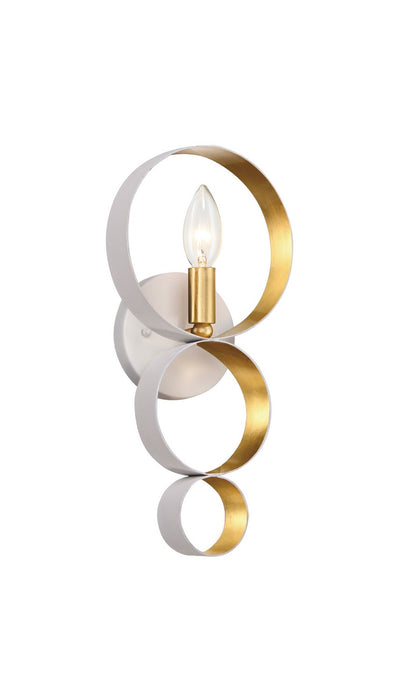 Crystorama 581-MT-GA One Light Wall Sconce, Matte White + Antique Gold