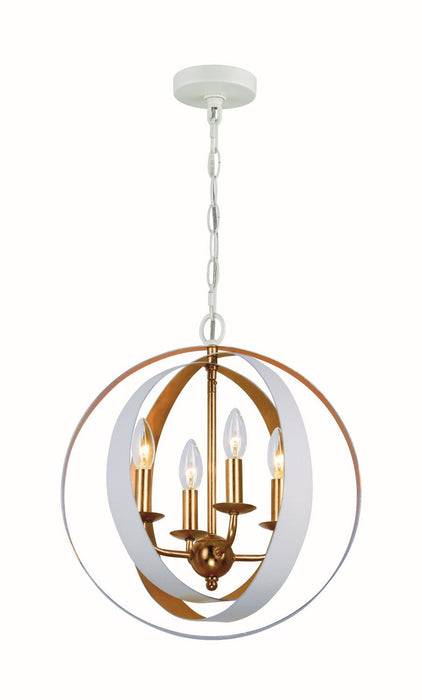 Crystorama 584-MT-GA Four Light Mini Chandelier, Matte White + Antique Gold
