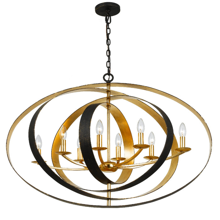 Crystorama 588-EB-GA Eight Light Chandelier, English Bronze + Antique Gold