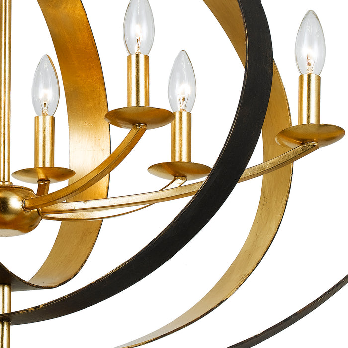 Crystorama 588-EB-GA Eight Light Chandelier, English Bronze + Antique Gold