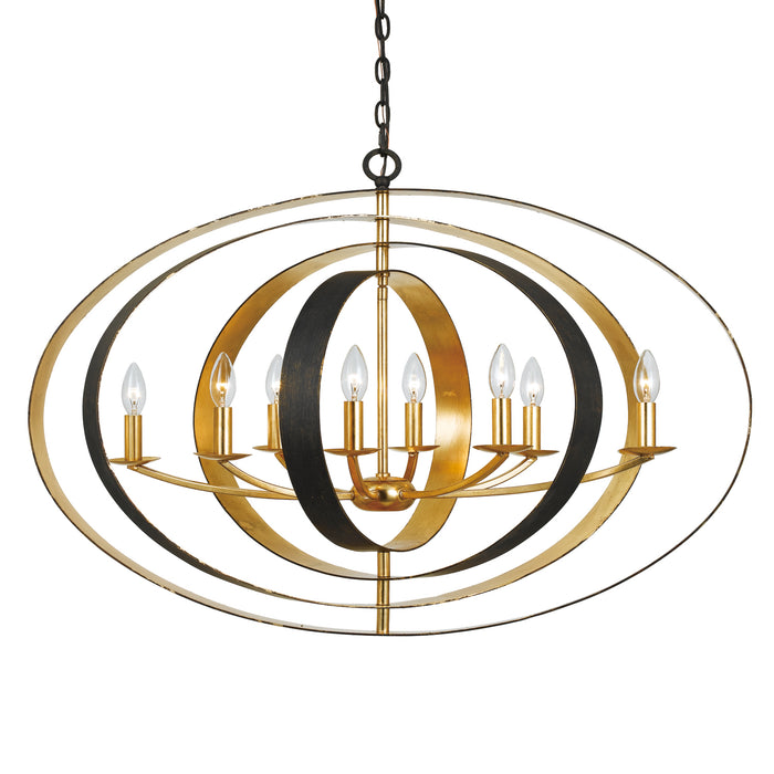 Crystorama 588-EB-GA Eight Light Chandelier, English Bronze + Antique Gold