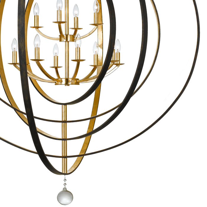 Crystorama 590-EB-GA 12 Light Chandelier, English Bronze + Antique Gold