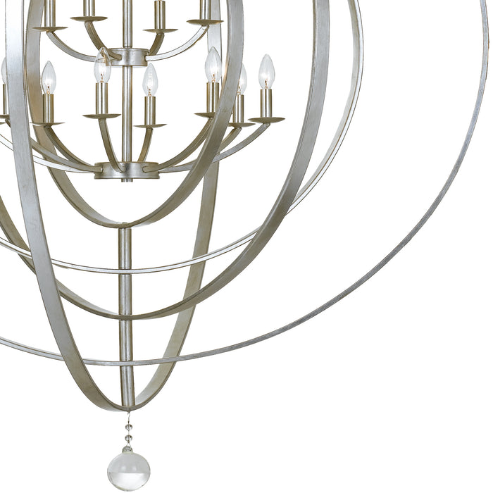 Crystorama 590-SA 12 Light Chandelier, Antique Silver