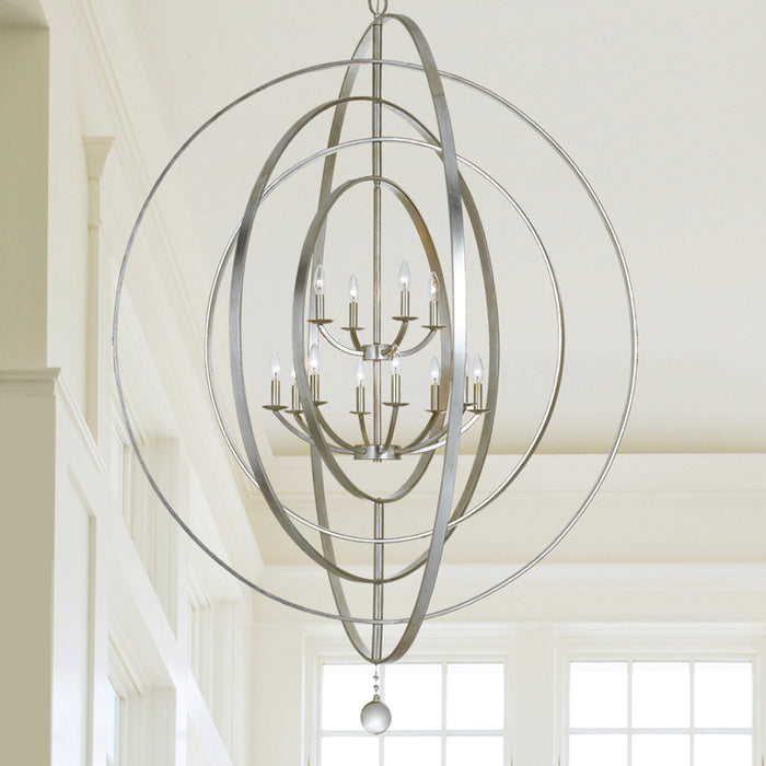 Crystorama 590-SA 12 Light Chandelier, Antique Silver
