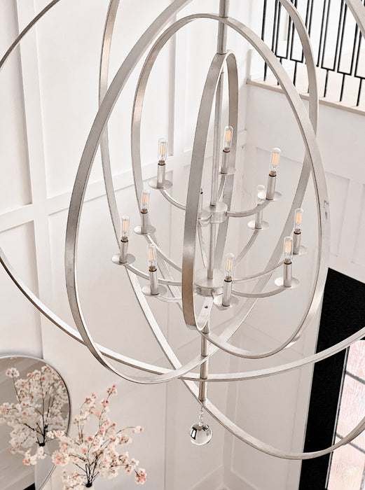 Crystorama 590-SA 12 Light Chandelier, Antique Silver