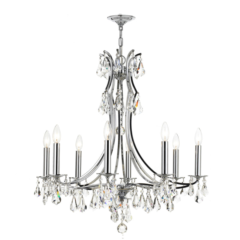 Crystorama 5938-CH-CL-MWP Eight Light Chandelier, Polished Chrome