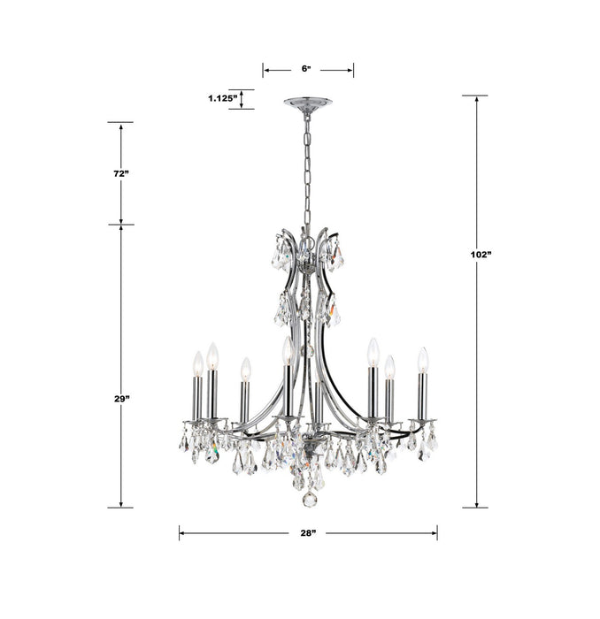 Crystorama 5938-CH-CL-MWP Eight Light Chandelier, Polished Chrome