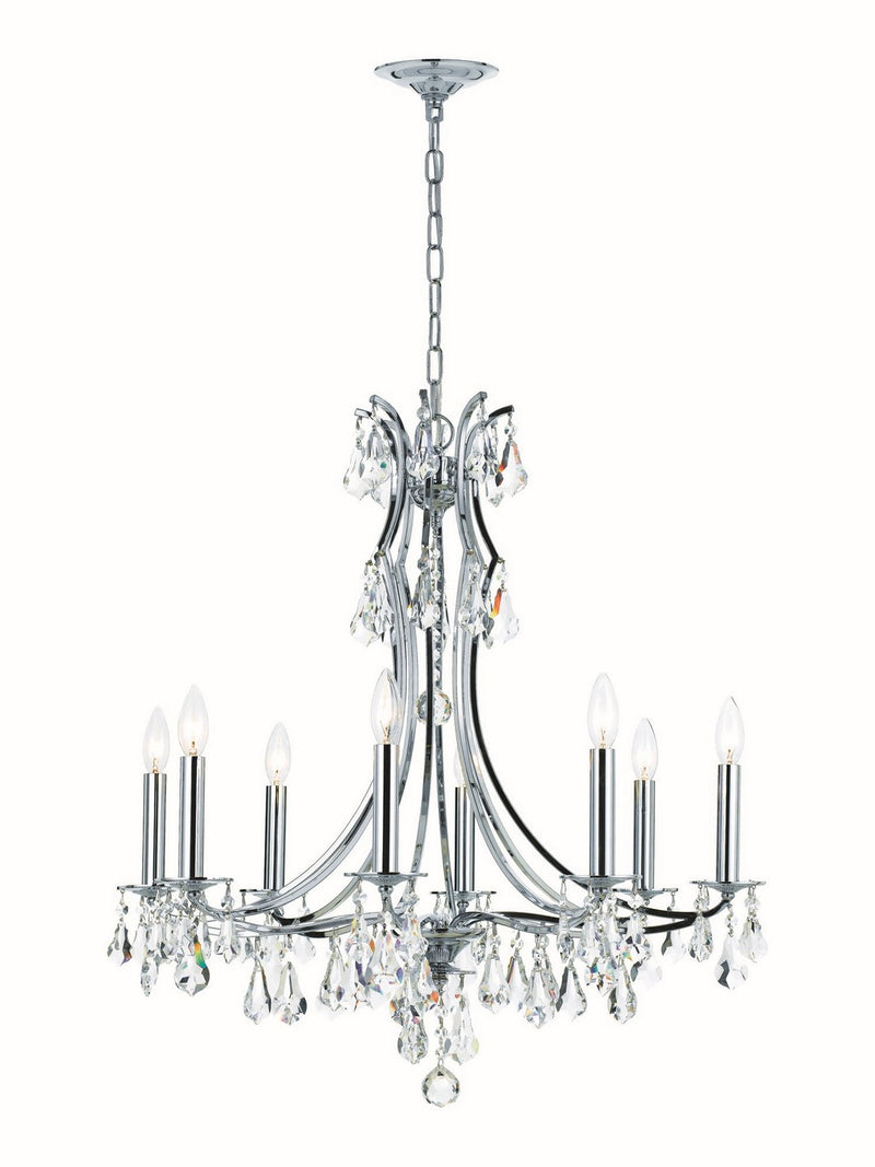 Crystorama 5938-CH-CL-MWP Eight Light Chandelier, Polished Chrome