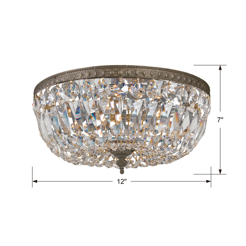 Crystorama 712-EB-CL-I Three Light Flush Mount, English Bronze