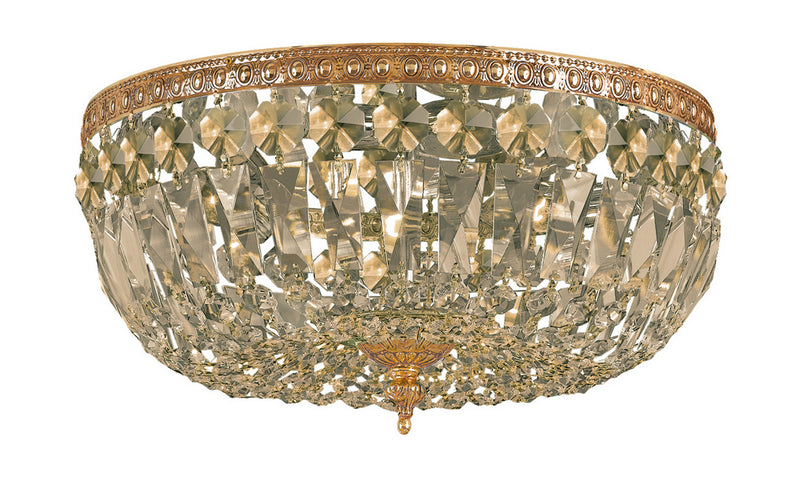 Crystorama 712-OB-GT-MWP Three Light Flush Mount, Olde Brass