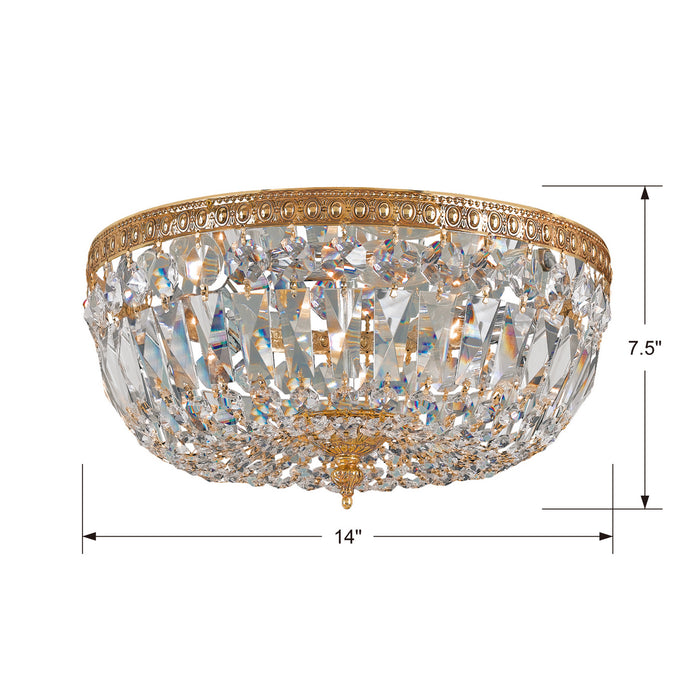 Crystorama 714-OB-GT-MWP Three Light Flush Mount, Olde Brass
