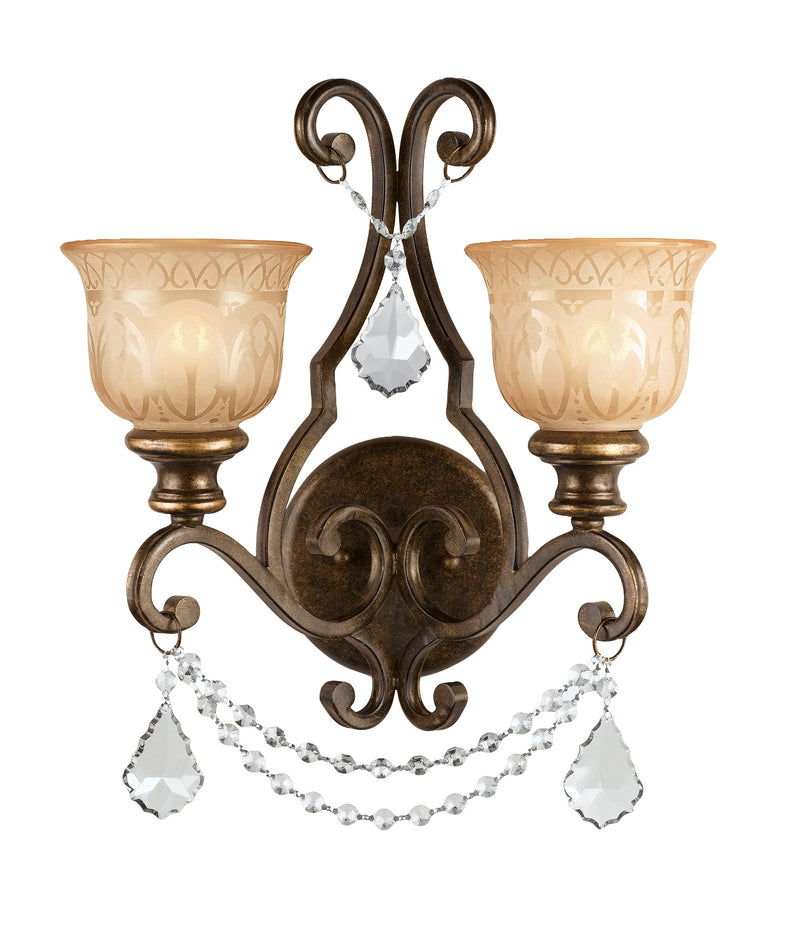 Crystorama 7502-BU-CL-MWP Two Light Wall Sconce, Bronze Umber