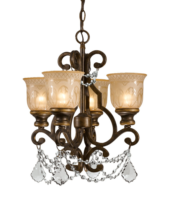 Crystorama 7504-BU-CL-SAQ Four Light Mini Chandelier, Bronze Umber