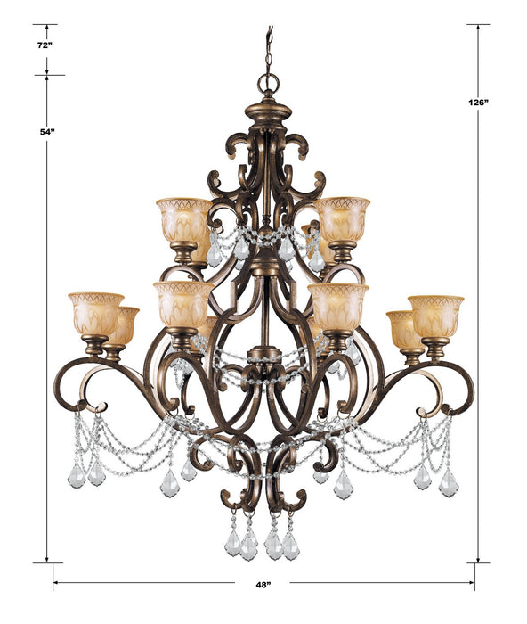 Crystorama 7512-BU-CL-MWP 12 Light Chandelier, Bronze Umber