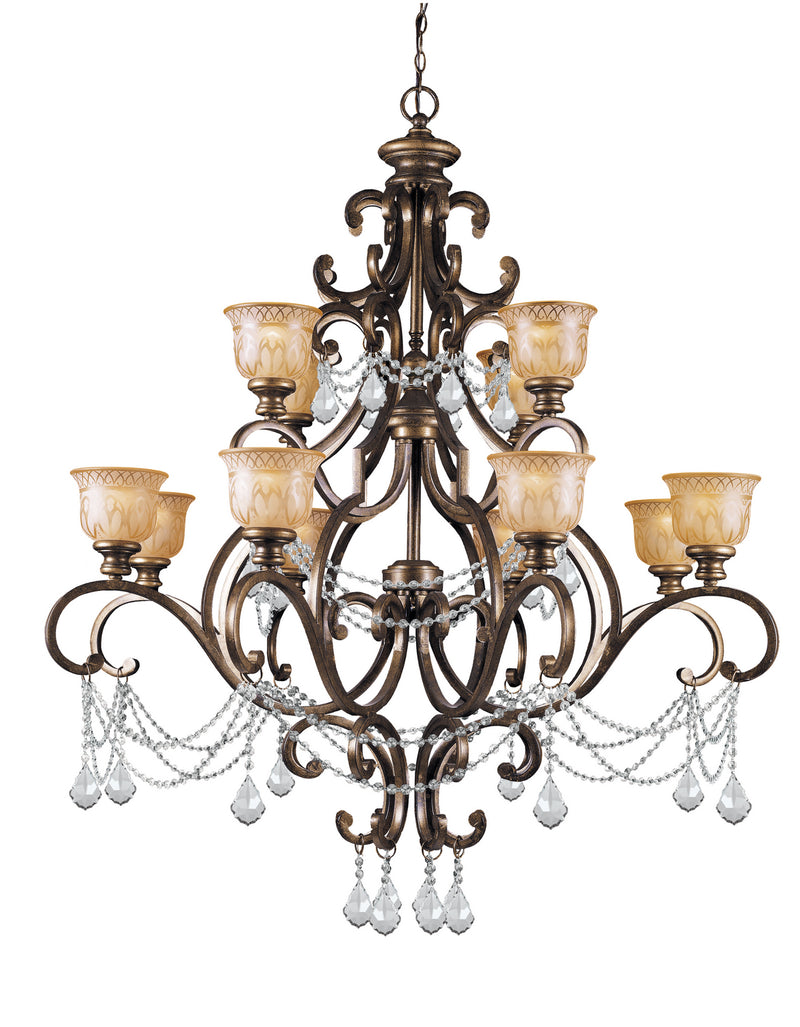 Crystorama 7512-BU-CL-MWP 12 Light Chandelier, Bronze Umber