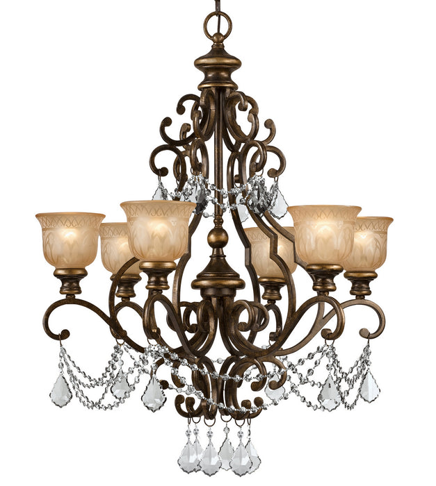 Crystorama 7516-BU-CL-MWP Six Light Chandelier, Bronze Umber
