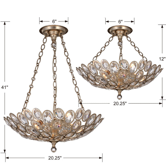 Crystorama 7584-DT Three Light Chandelier, Distressed Twilight
