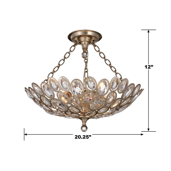 Crystorama 7584-DT_CEILING Three Light Semi Flush Mount, Distressed Twilight