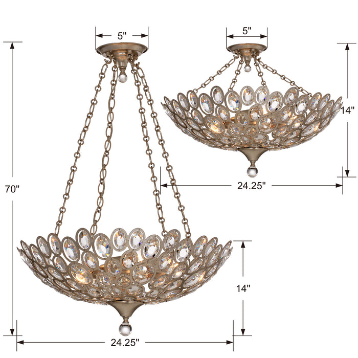 Crystorama 7587-DT Five Light Chandelier, Distressed Twilight