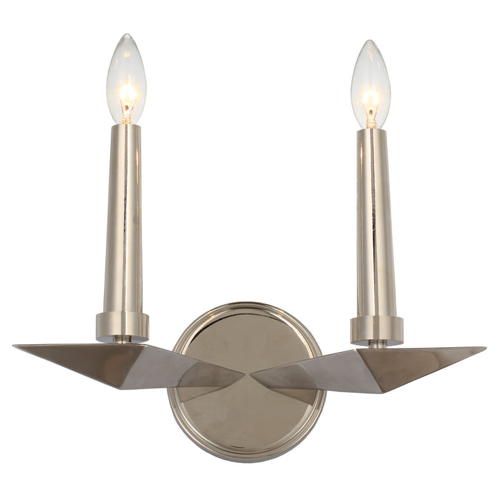 Crystorama 7592-PN Two Light Wall Sconce, Polished Nickel