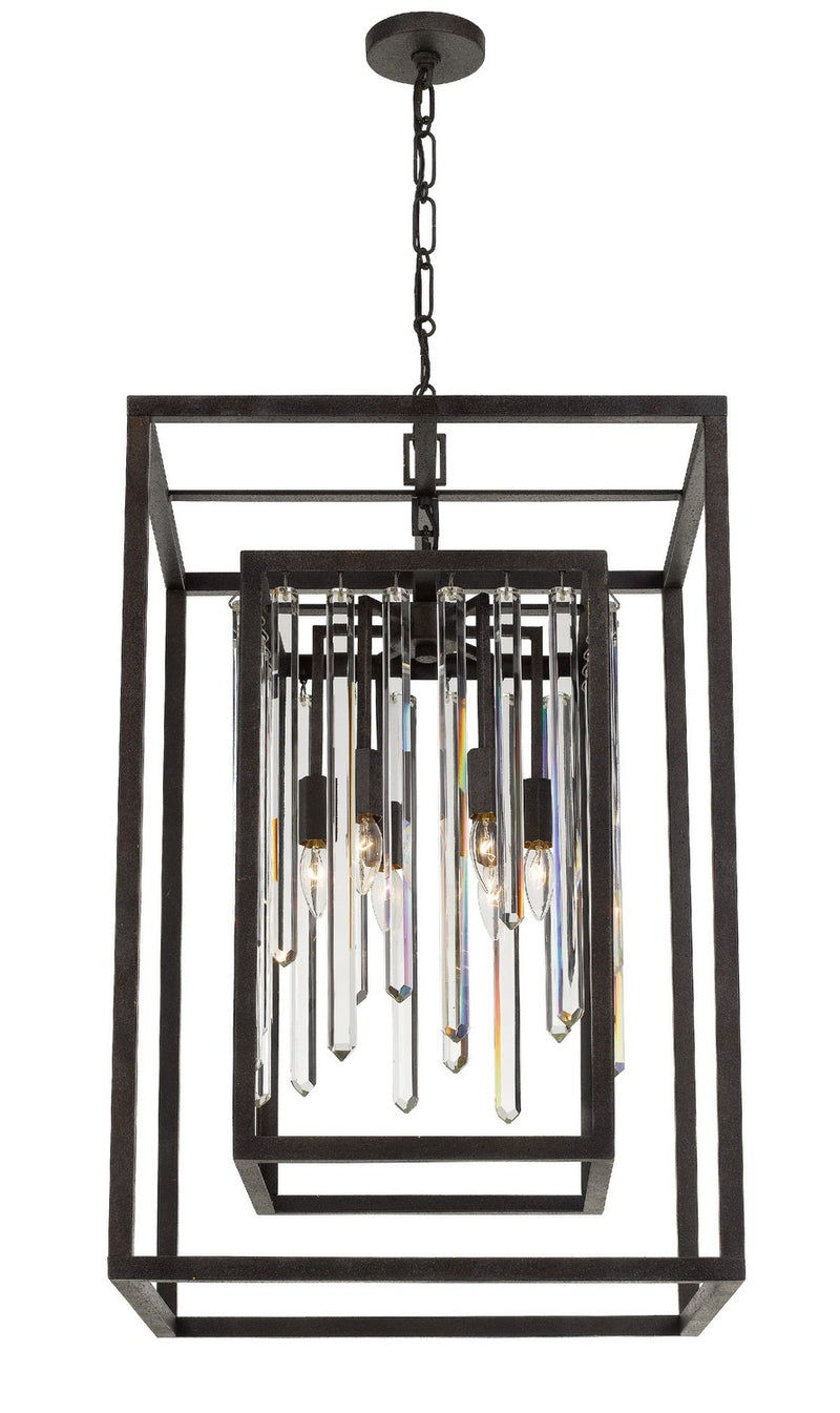 Crystorama 8409-FB Six Light Chandelier, Forged Bronze