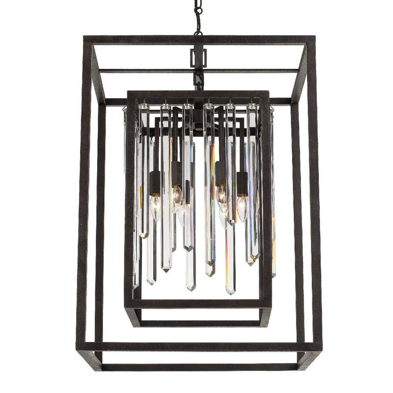 Crystorama 8409-FB Six Light Chandelier, Forged Bronze