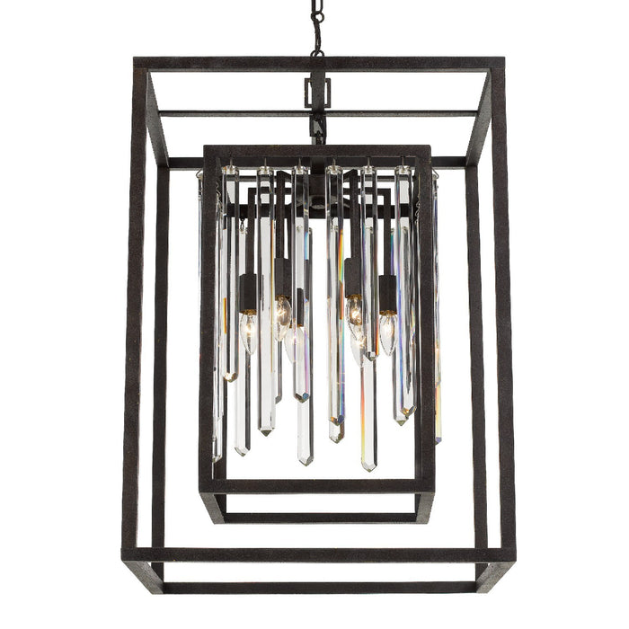Crystorama 8409-FB Six Light Chandelier, Forged Bronze