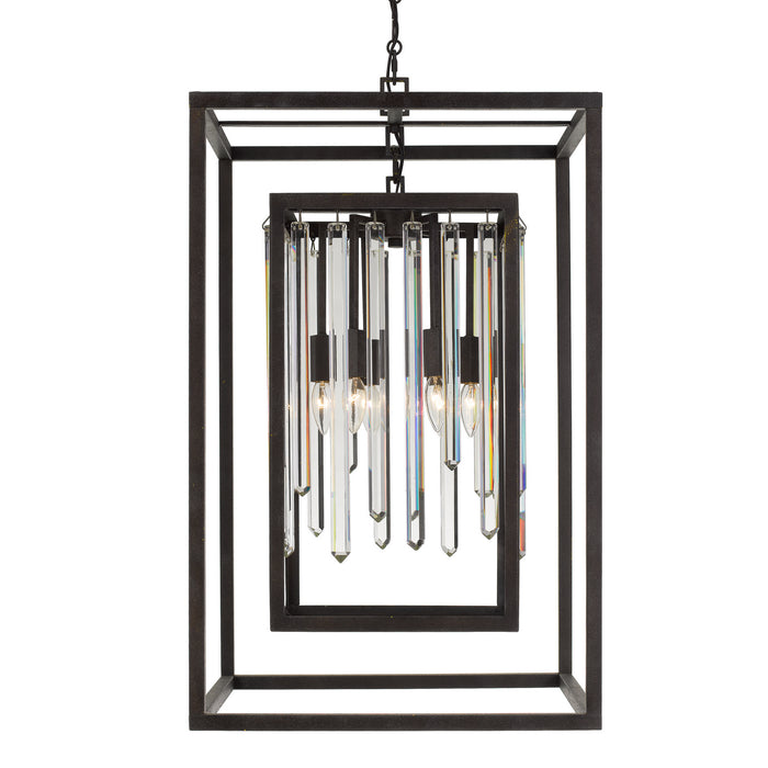 Crystorama 8409-FB Six Light Chandelier, Forged Bronze