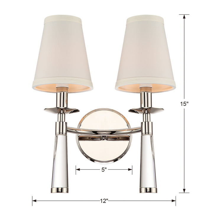Crystorama 8862-PN Two Light Wall Sconce, Polished Nickel