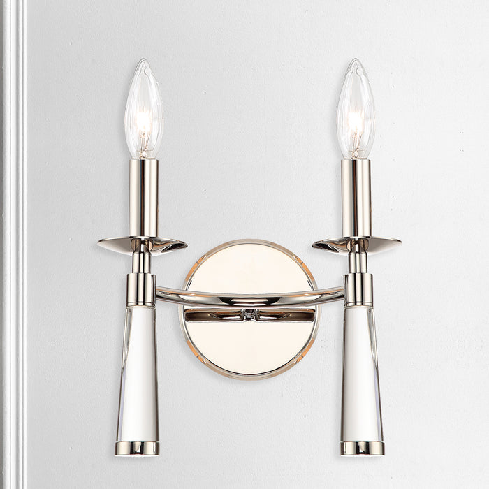Crystorama 8862-PN Two Light Wall Sconce, Polished Nickel