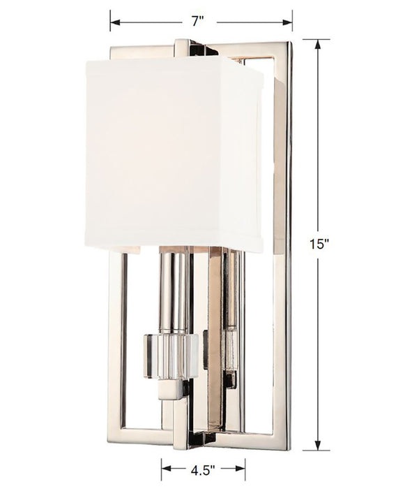 Crystorama 8881-PN One Light Wall Sconce, Polished Nickel