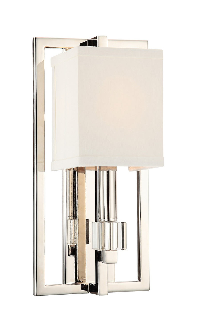 Crystorama 8881-PN One Light Wall Sconce, Polished Nickel