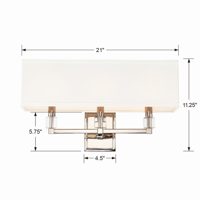 Crystorama 8883-PN Three Light Bathroom Vanity, Polished Nickel