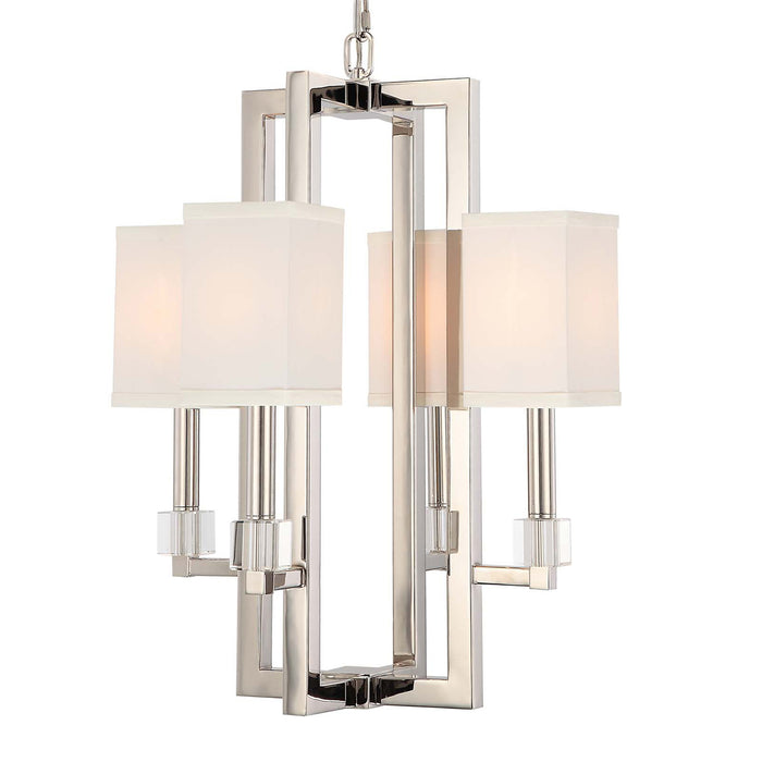 Crystorama 8884-PN Four Light Chandelier, Polished Nickel