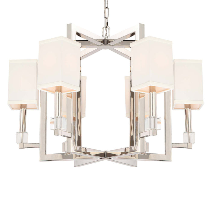 Crystorama 8886-PN Six Light Chandelier, Polished Nickel