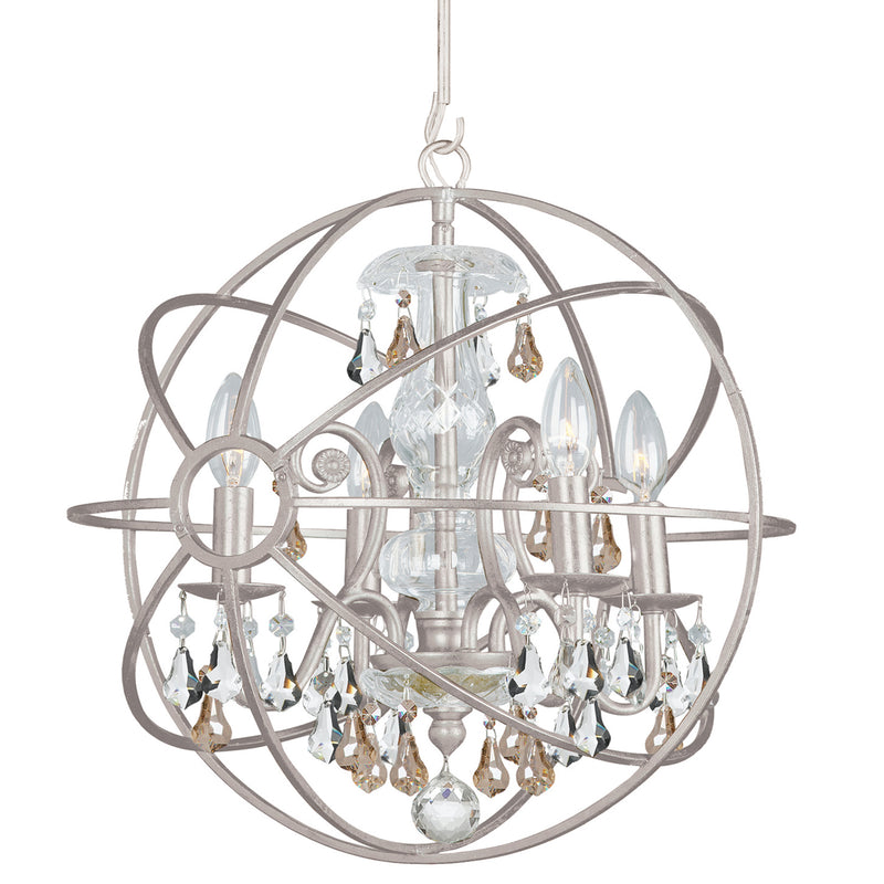Crystorama 9025-OS-GS-MWP Four Light Mini Chandelier, Olde Silver