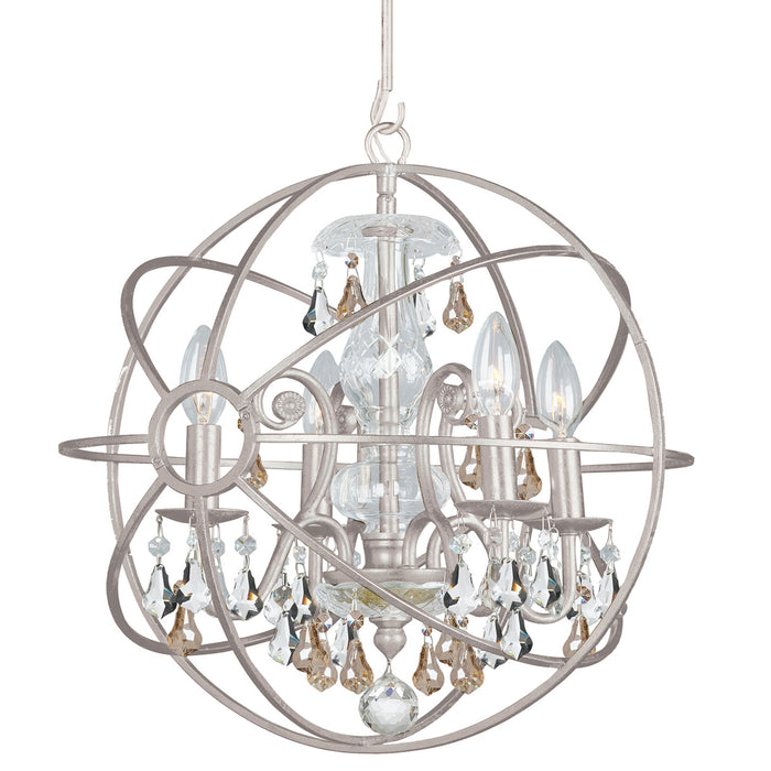 Crystorama 9025-OS-GS-MWP Four Light Mini Chandelier, Olde Silver