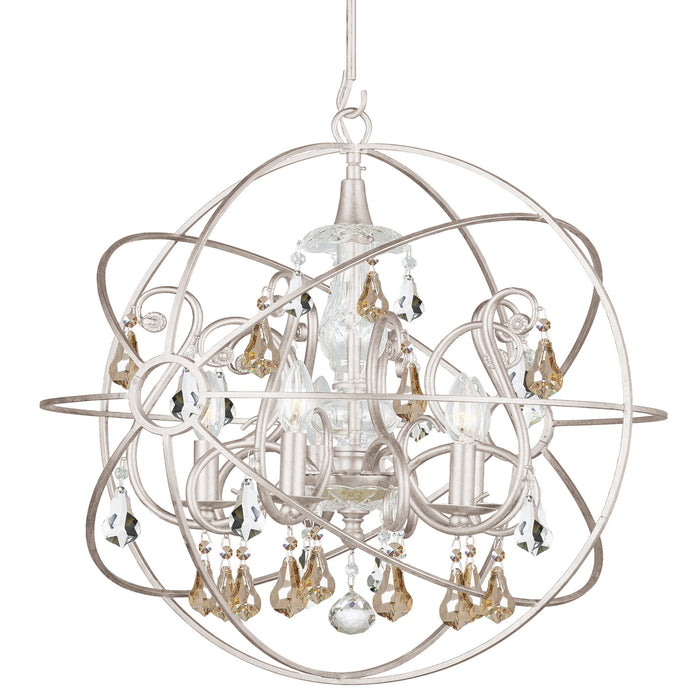 Crystorama 9026-OS-GS-MWP Five Light Chandelier, Olde Silver